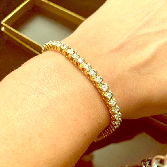 Jewelry - 3ct TW diamond tennis bracelet 14k gold wht 18.6g